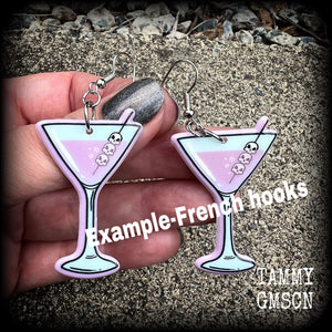 Zombie martini earrings-Halloween earrings