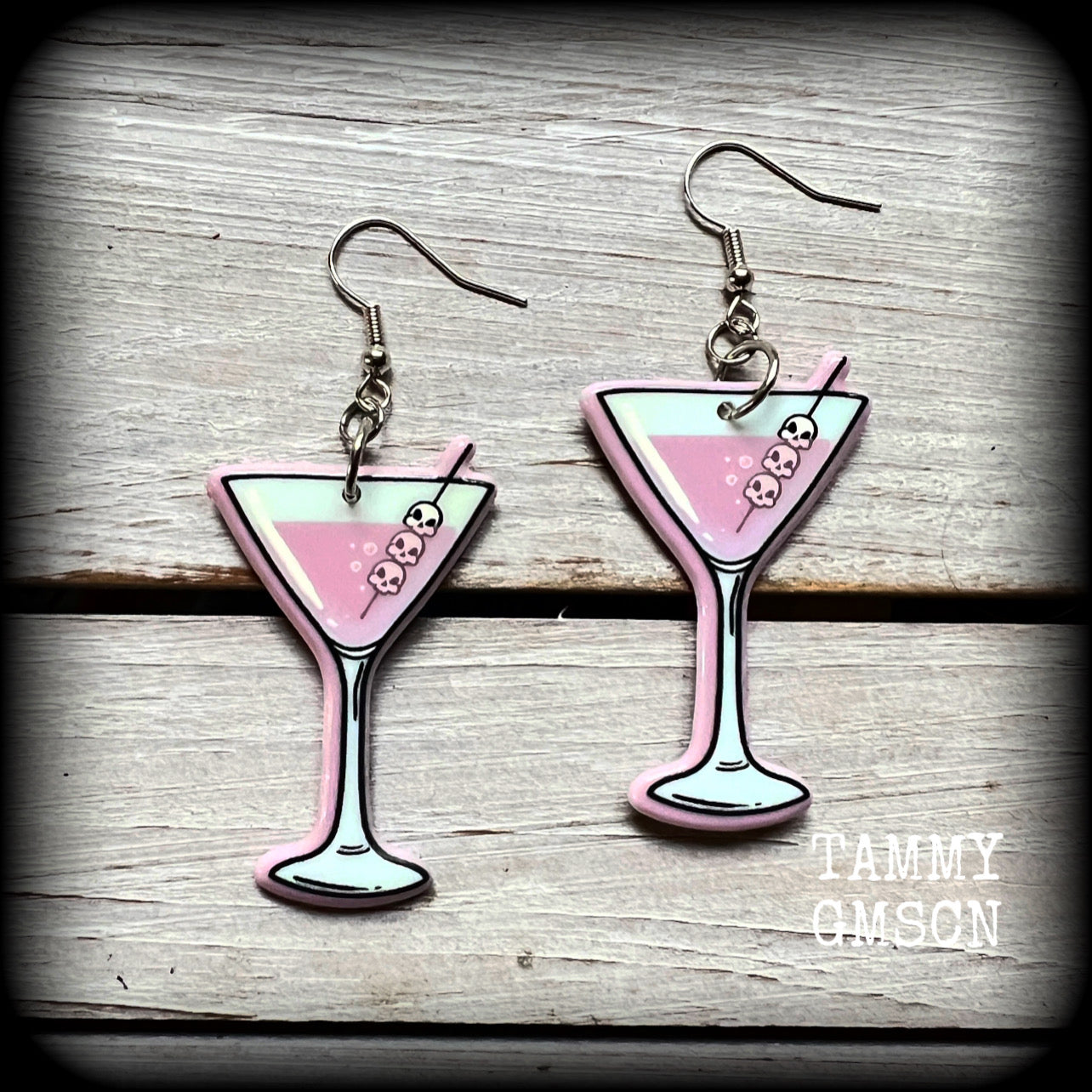 Zombie martini earrings-Halloween earrings