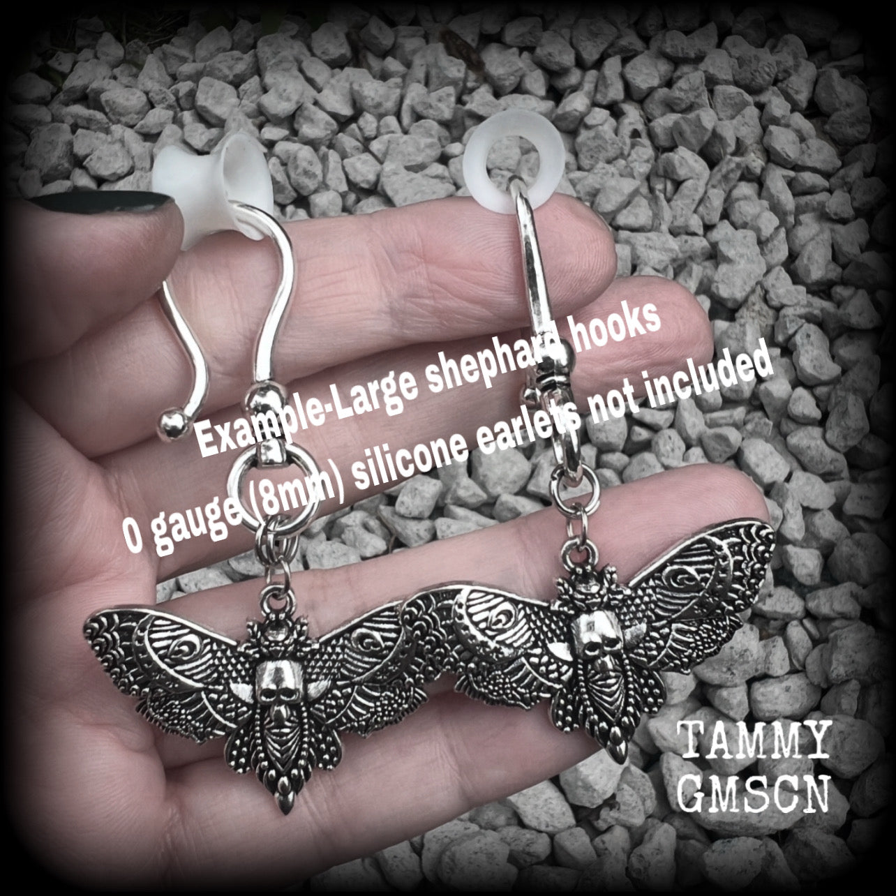 Deathshead moth earrings-Gothic deathshead earrings