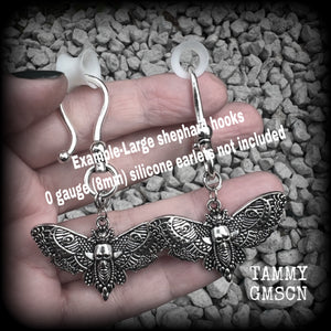 Deathshead moth earrings-Gothic deathshead earrings