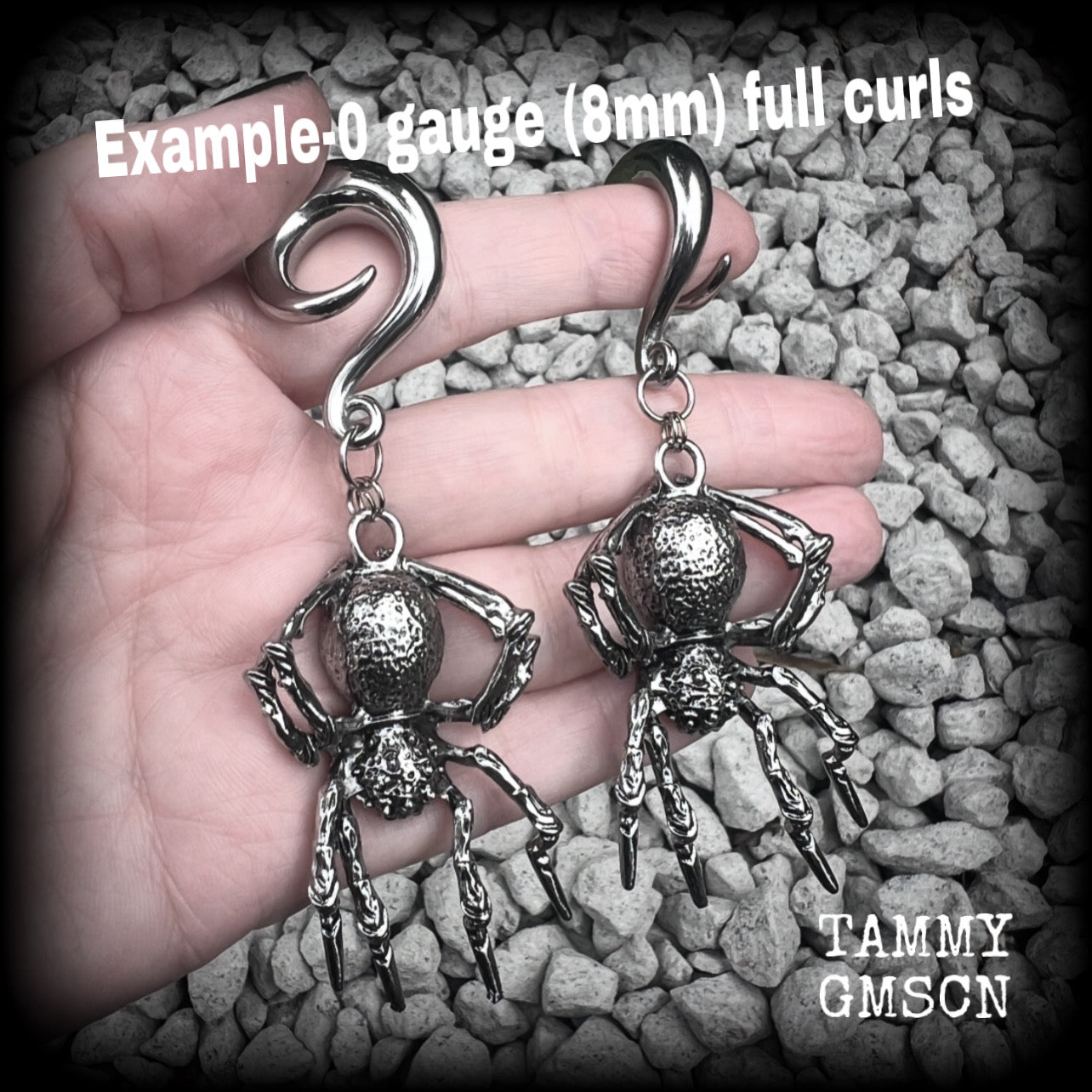 Spider gauged hoop earrings-Gothic spider ear hangers