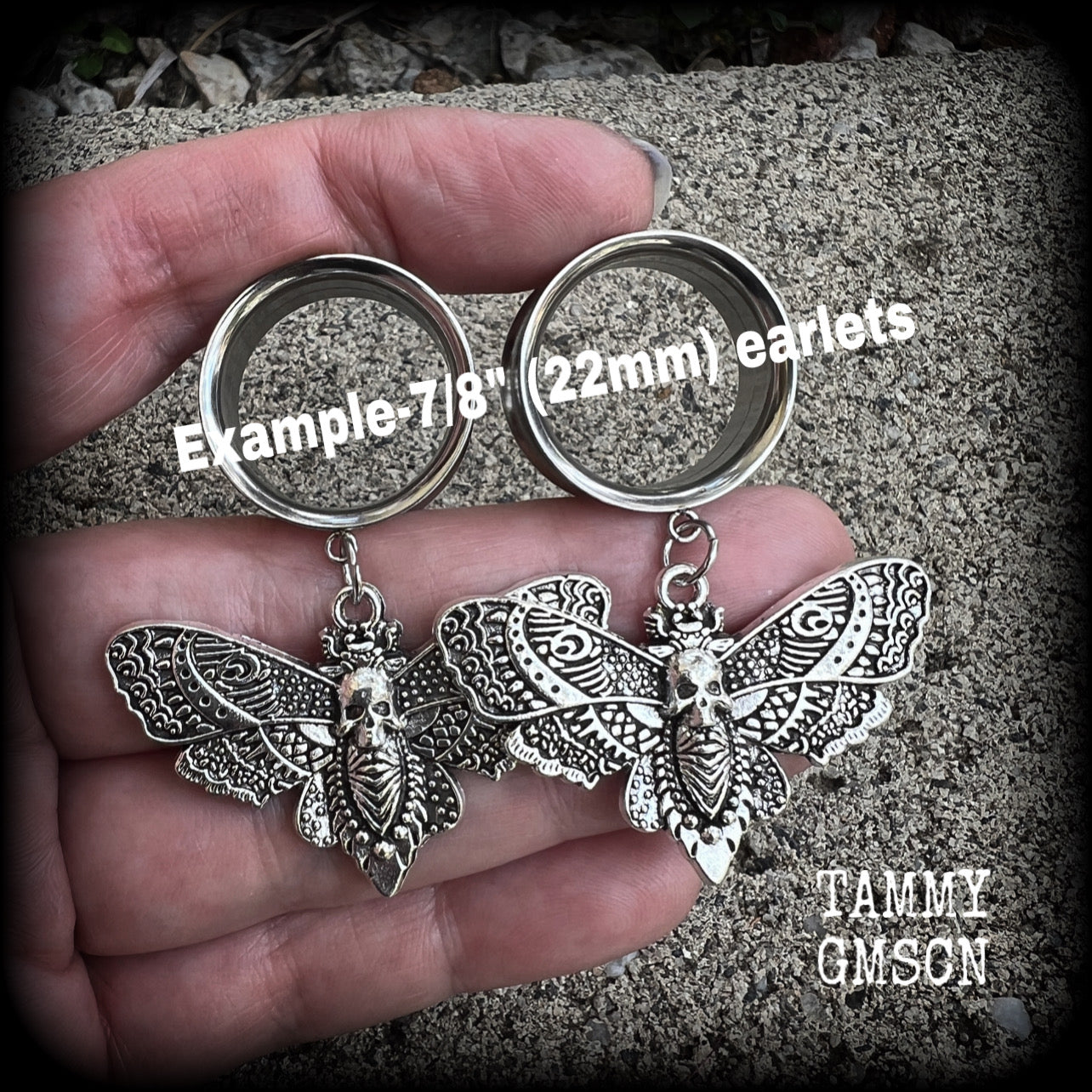 Deathshead moth tunnel earrings-Death head moth earrings