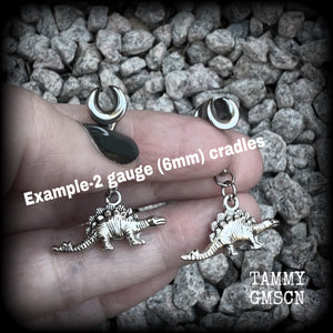 Stegosaurus earrings-Dinosaur gauged earrings