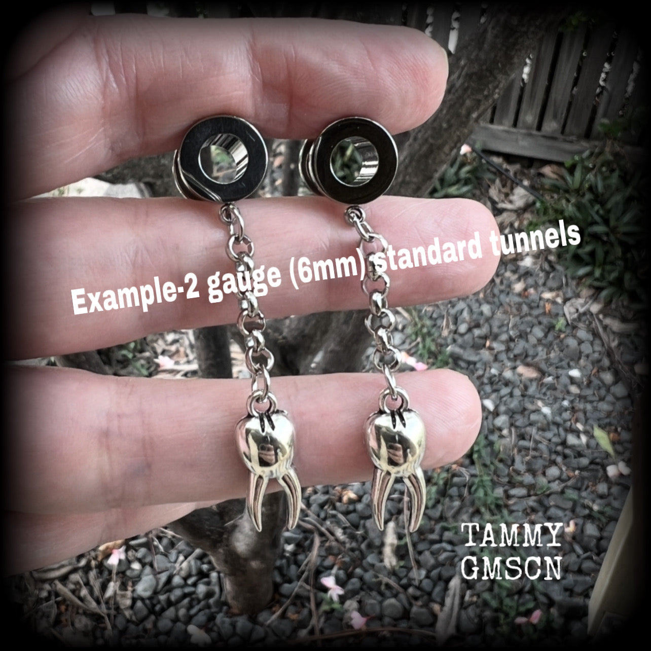 Molar tunnel earrings-Tooth tunnel dangles