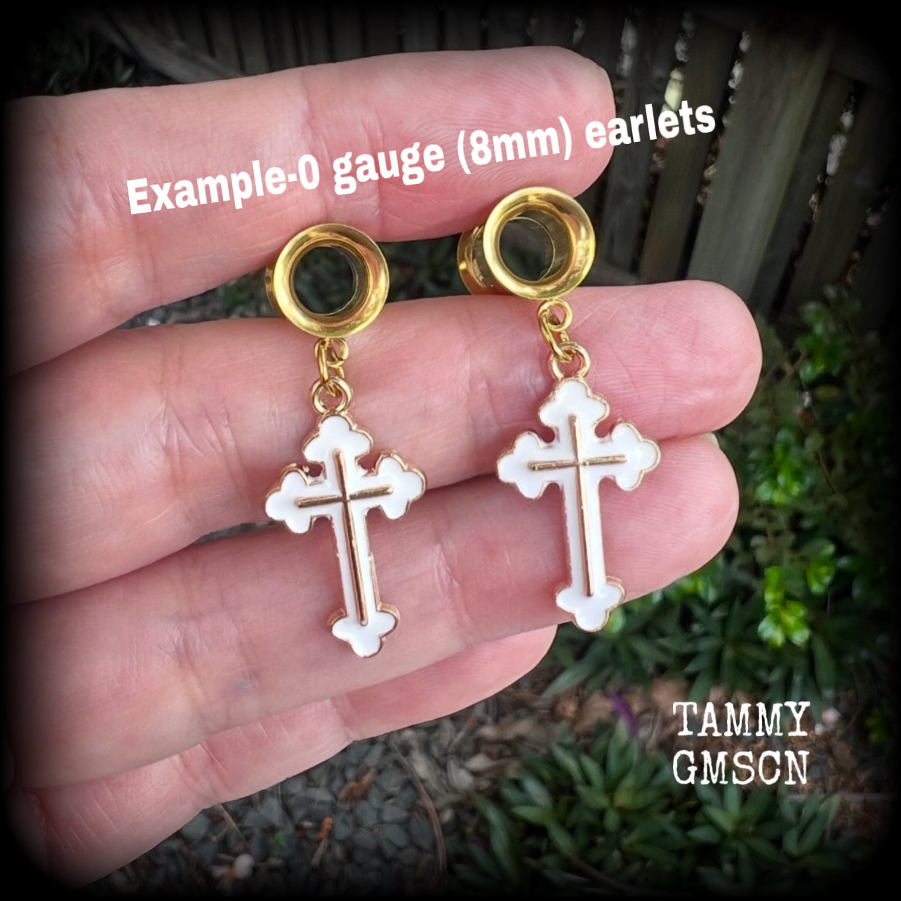Christian cross tunnel earrings-Boho ear tunnels