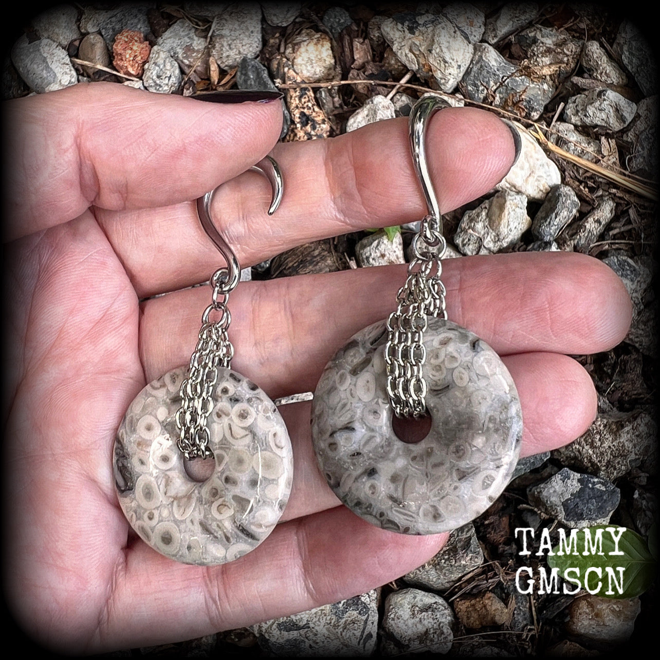 Fossil ear gauges Fossilised coral ear gauges Coral jasper ear weights 6 gauge ear weights Fossil earrings Stretched lobes Ear gauges Gauged earrings Gauged ears Stretched ears Body jewelry Fossil ear weights 6g 2g 0g 00g 1/2" 9/16" 5/8" 3/4" 7/8" 1" 1.10" 1.18"