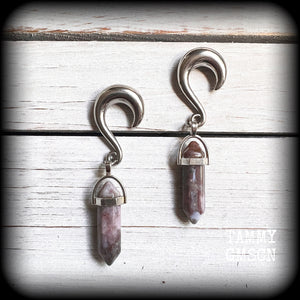 Indian agate gauged earrings-Gemstone ear gauges