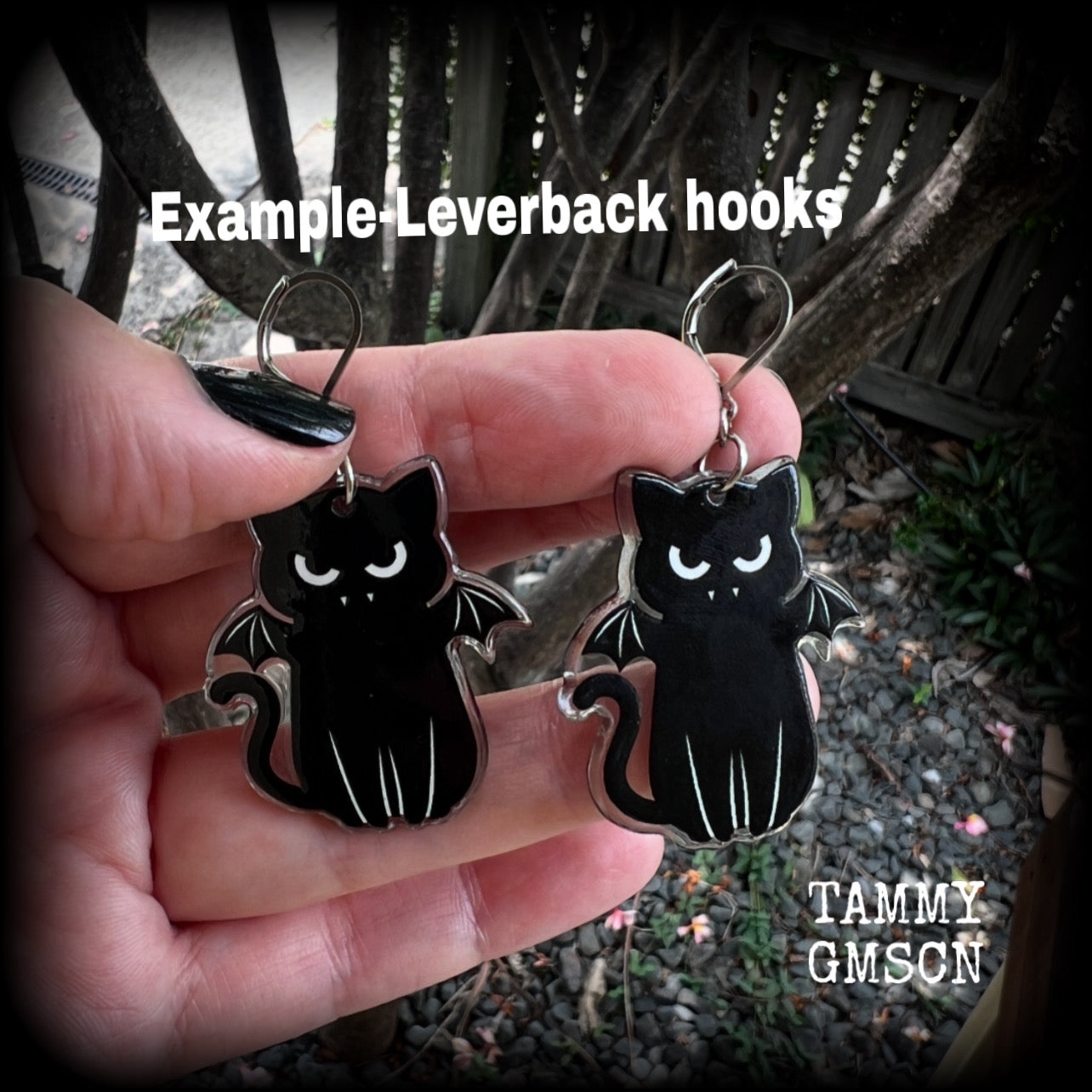 Vampire cat earrings-Halloween earrings
