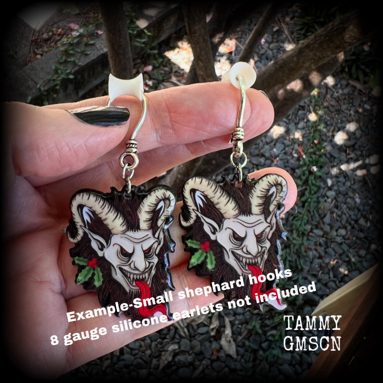 Krampus earrings-Christmas earrings-Yule earrings