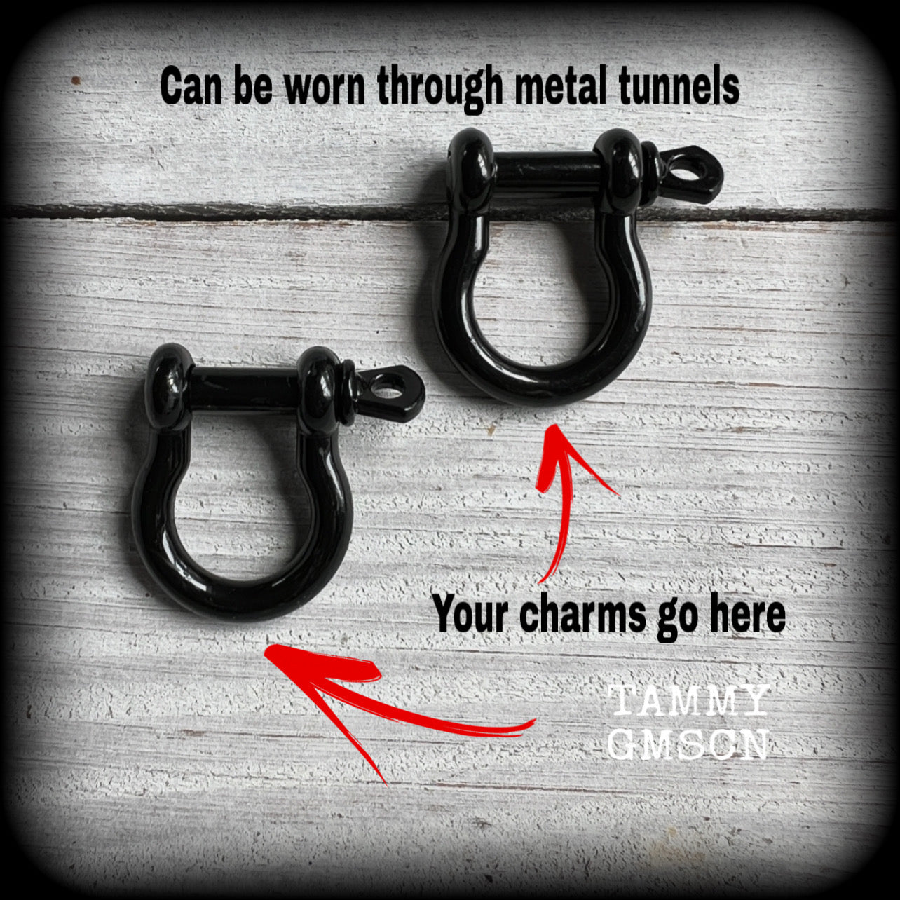 DIY industrial D shackles for ear weights-Black enamel