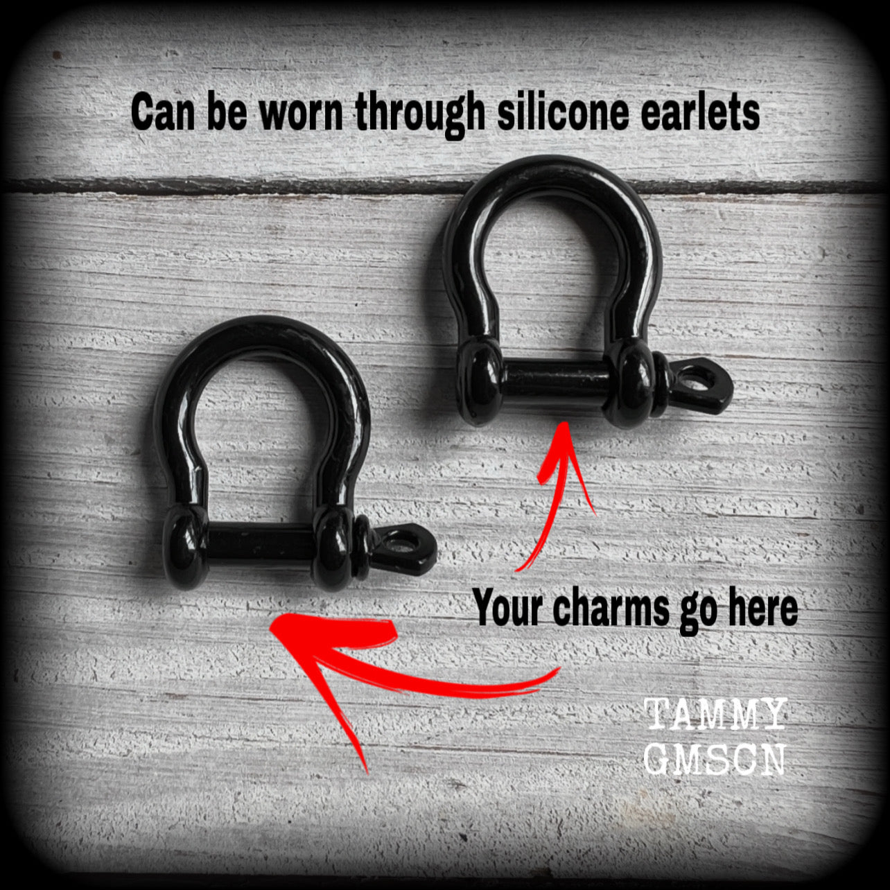 DIY industrial D shackles for ear weights-Black enamel