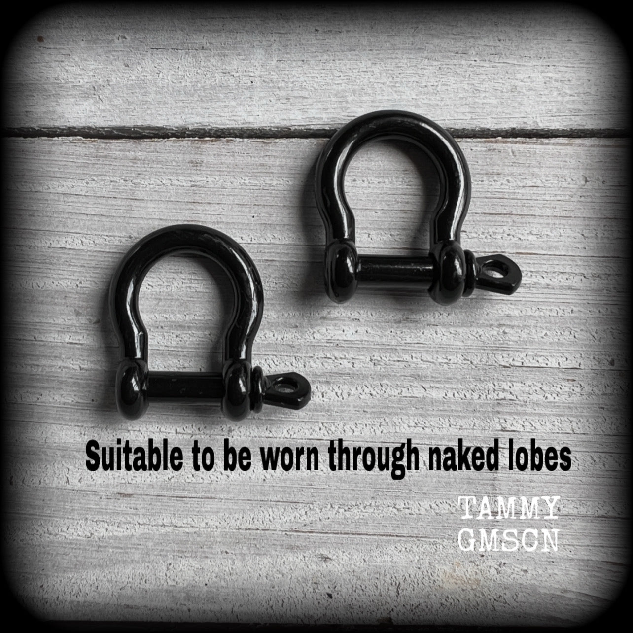 DIY industrial D shackles for ear weights-Black enamel