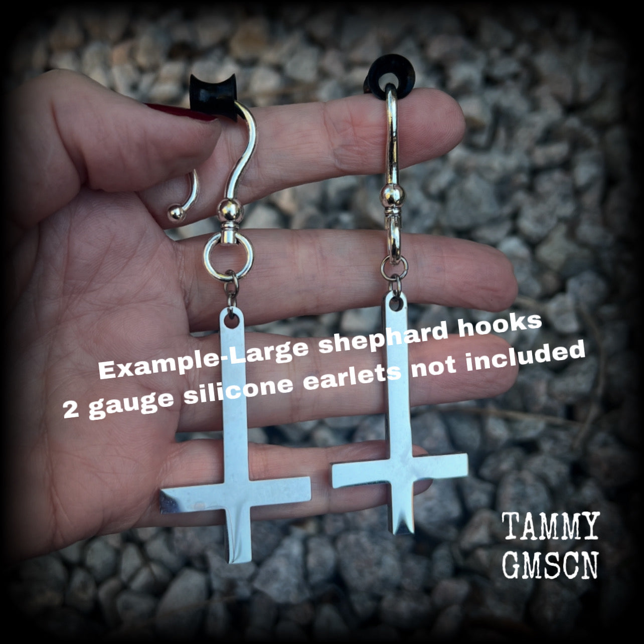 Stainless steel Inverted Cross earrings-Occult jewelry