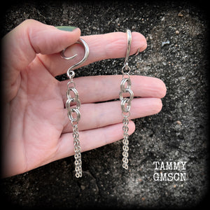 Chain link gauged earrings-Punk earrings