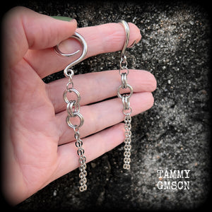 Chain link gauged earrings-Punk earrings