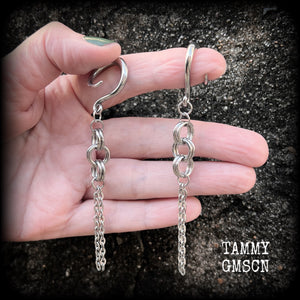 Chain link gauged earrings-Punk earrings