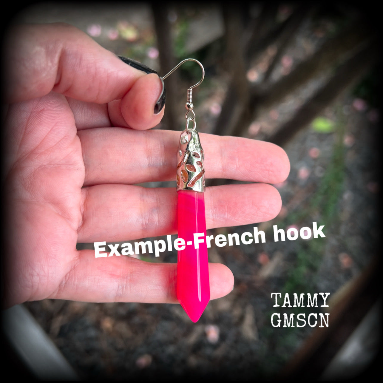 Pink agate earring-Single gemstone earrings