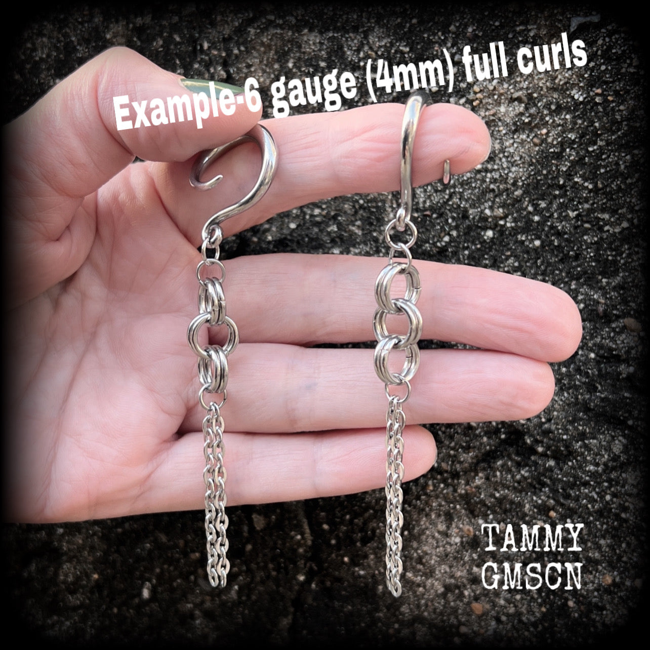 Chain link gauged earrings-Punk earrings