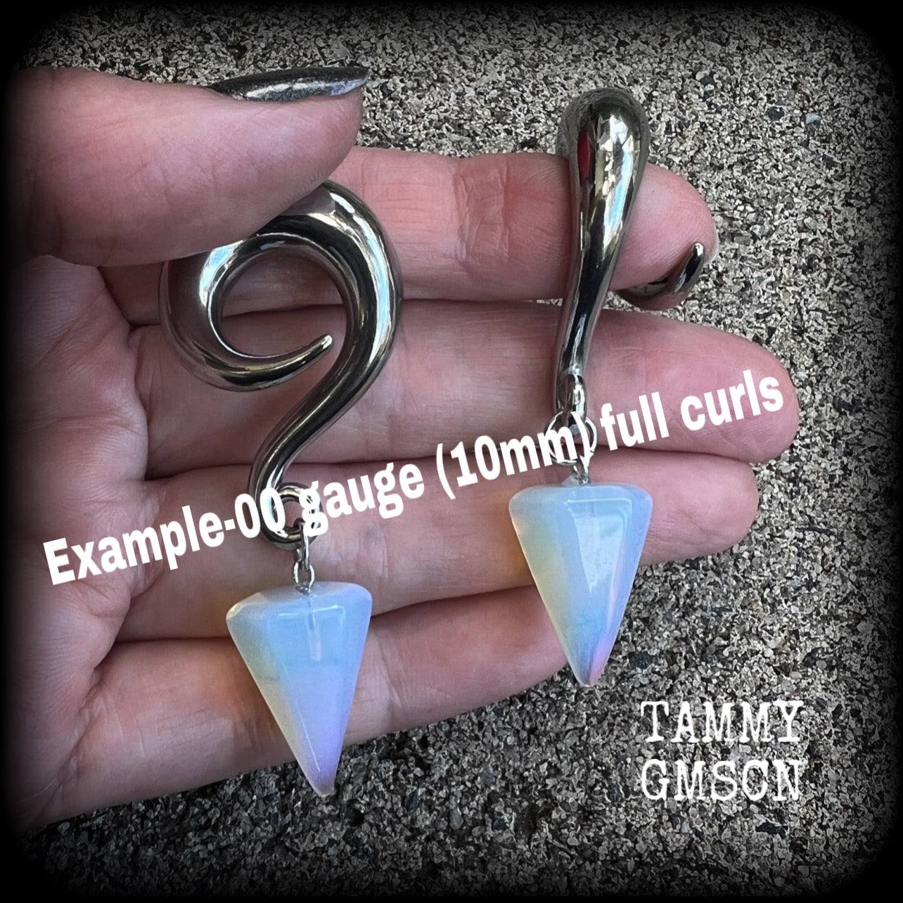 Opalite gauged earrings Gemstone ear weights Ear hangers 0 gauge ear weights Opalite ear weights Body jewelry 6mm 8mm 10mm 12mm 14mm 16mm 19mm 22mm 25mm 28mm 30mm Gemstone body jewelry Gypsy boho Boho chic Moonstone ear hangers
