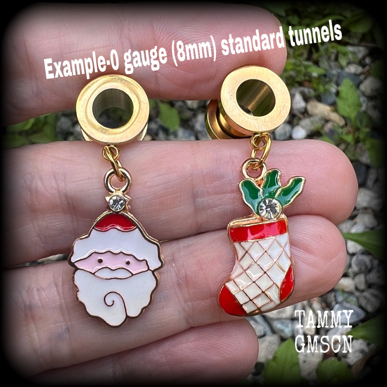 Santa claus christmas tunnel earrings-Christmas stocking earrings