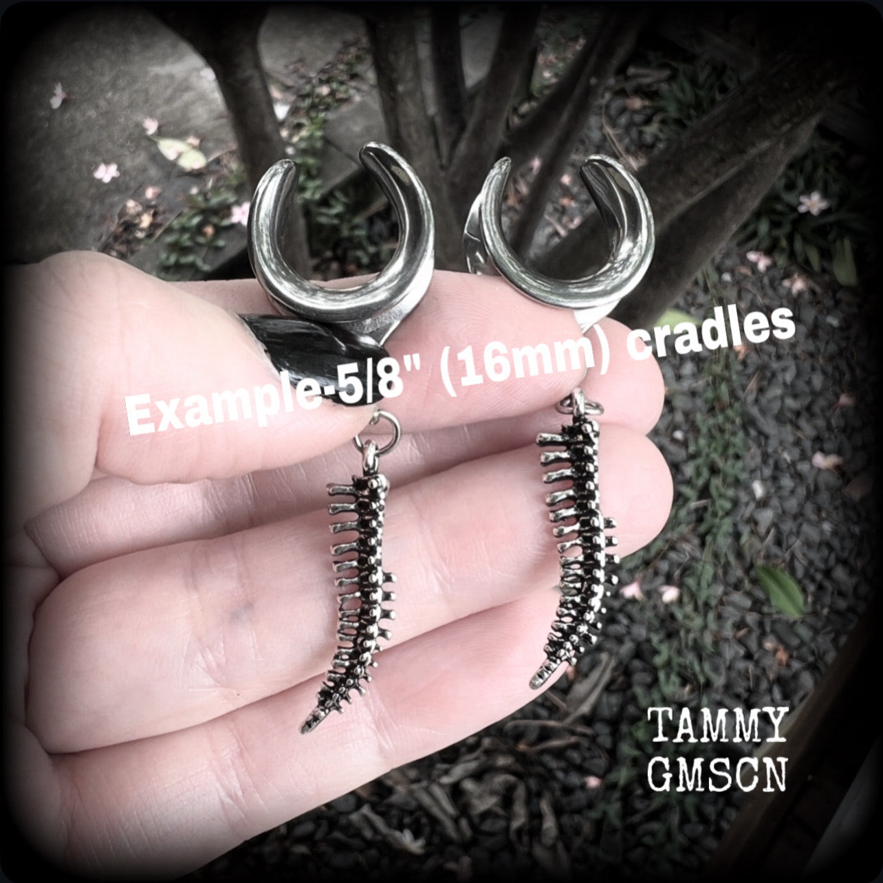 Spinal cord gauged earrings-Bones-Bone ear gauges