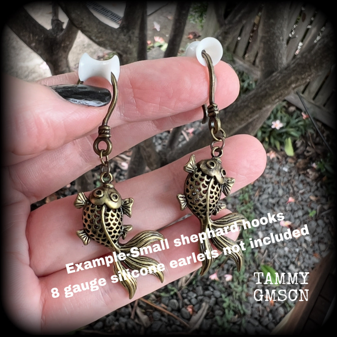 Koi fish earrings-Bronze fish earrings