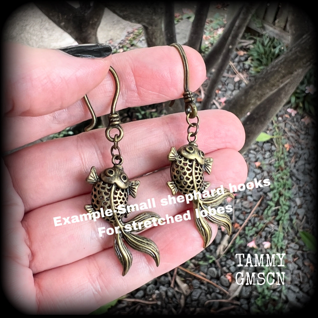 Koi fish earrings-Bronze fish earrings