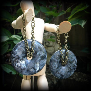 Labradorite gauged earrings 0 gauge ear hangers Gemstone ear weights Stretched ears Gauged ears Body jewelry Ear gauges 0g 00g 1/2” 9/16” Stretched lobes 8mm 10mm 12mm 14mm 16mm 19mm 22mm 25mm