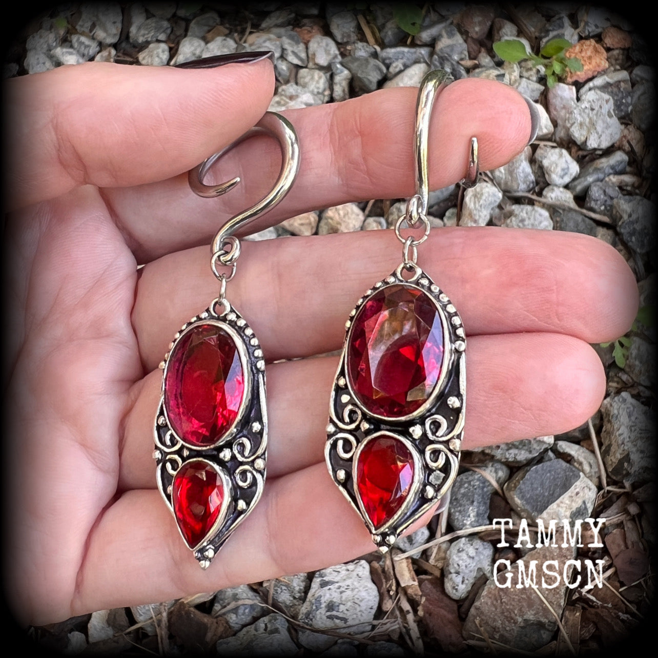 Garnet earrings Garnet ear weights 2 gauge ear weights 6mm earrings Gemstone ear weights Gemstone ear hangers Stretched ears Ear gauges Tunnel dangles Stretched lobes Gauged ears 4mm 6mm 8mm 10mm 12mm 14mm 16mm 19mm 22mm 25mm 28mm 30mm Tunnels Plugs