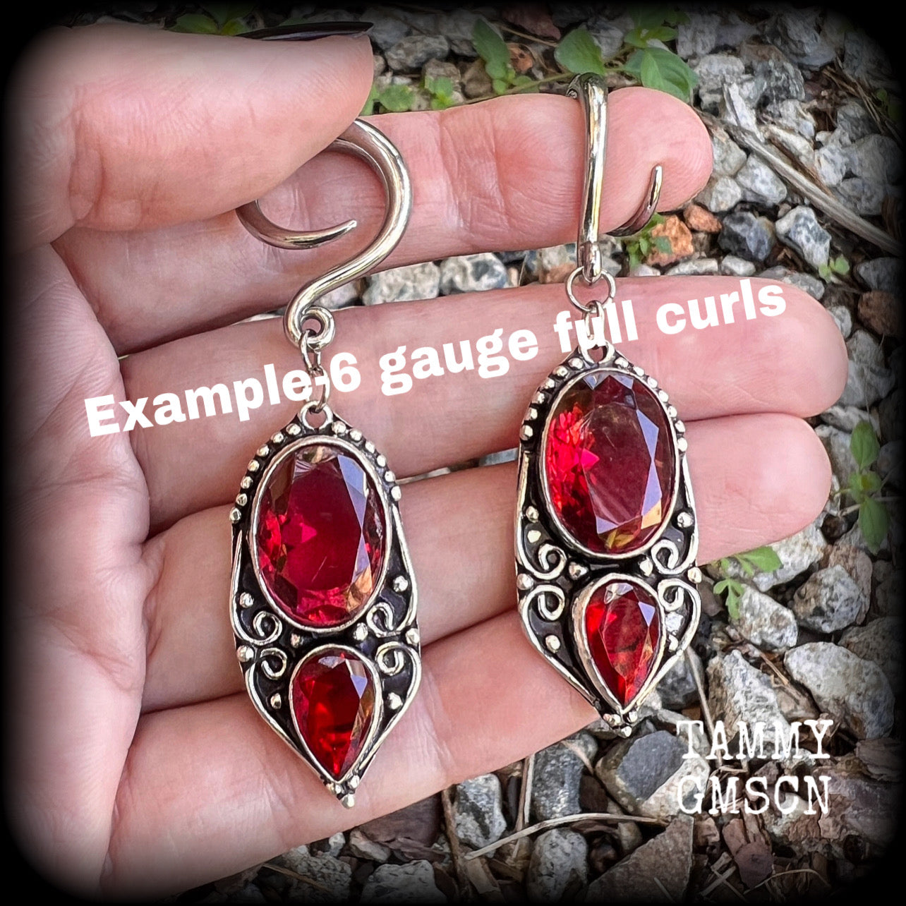 Garnet earrings Garnet ear weights 2 gauge ear weights 6mm earrings Gemstone ear weights Gemstone ear hangers Stretched ears Ear gauges Tunnel dangles Stretched lobes Gauged ears 4mm 6mm 8mm 10mm 12mm 14mm 16mm 19mm 22mm 25mm 28mm 30mm Tunnels Plugs