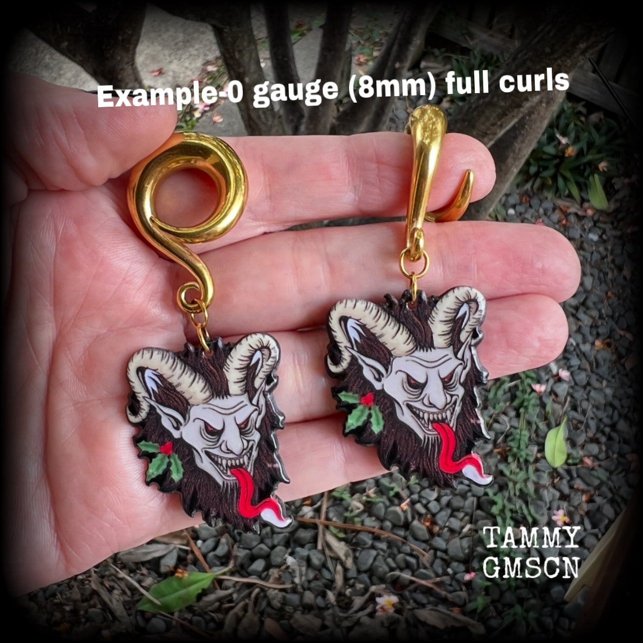Krampus ear weights-Christmas Yule monster earrings