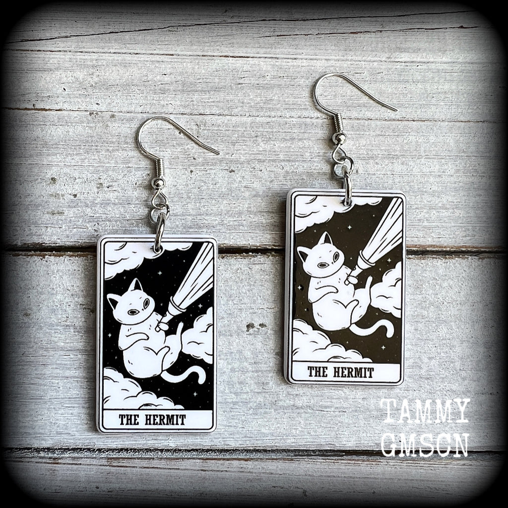 Cat earrings-Hermit tarot card earrings