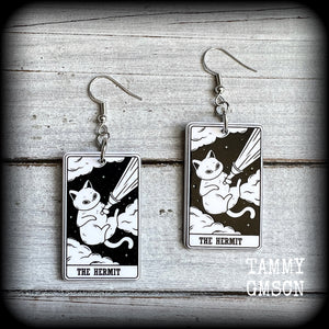 Cat earrings-Hermit tarot card earrings