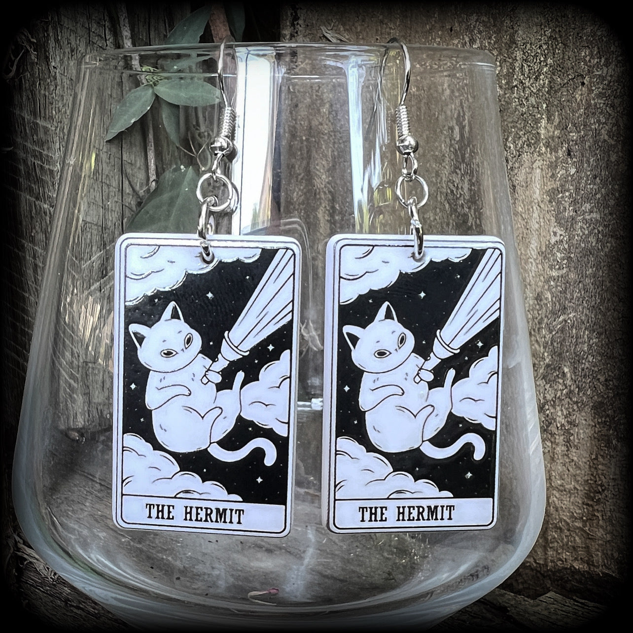 Cat earrings-Hermit tarot card earrings