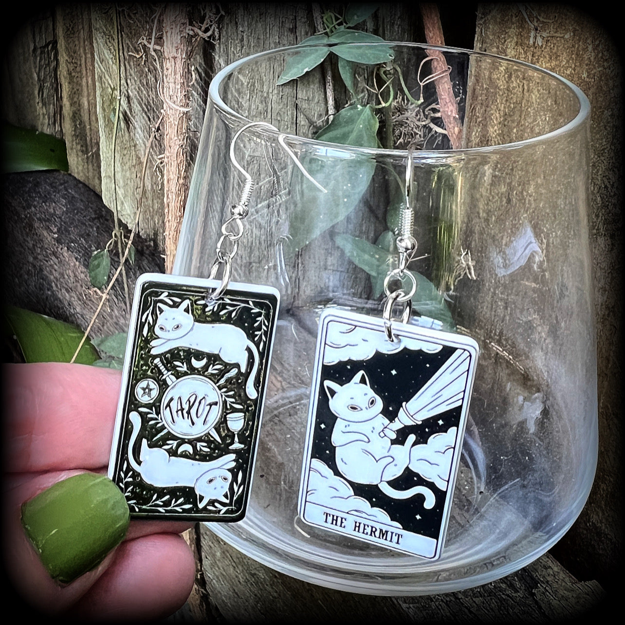 Cat earrings-Hermit tarot card earrings