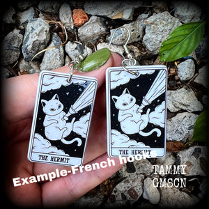 Cat earrings-Hermit tarot card earrings