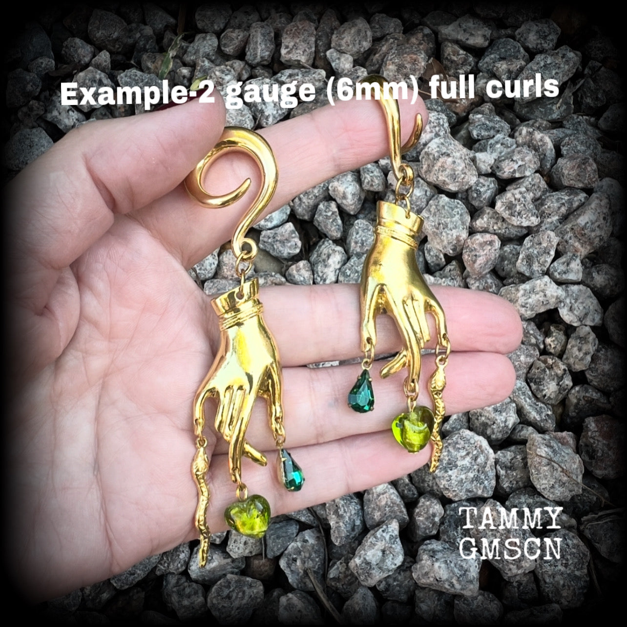 Garden of Eden gauged earrings-Snake and forbidden fruit ear hangers