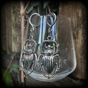 Silver beetle earrings