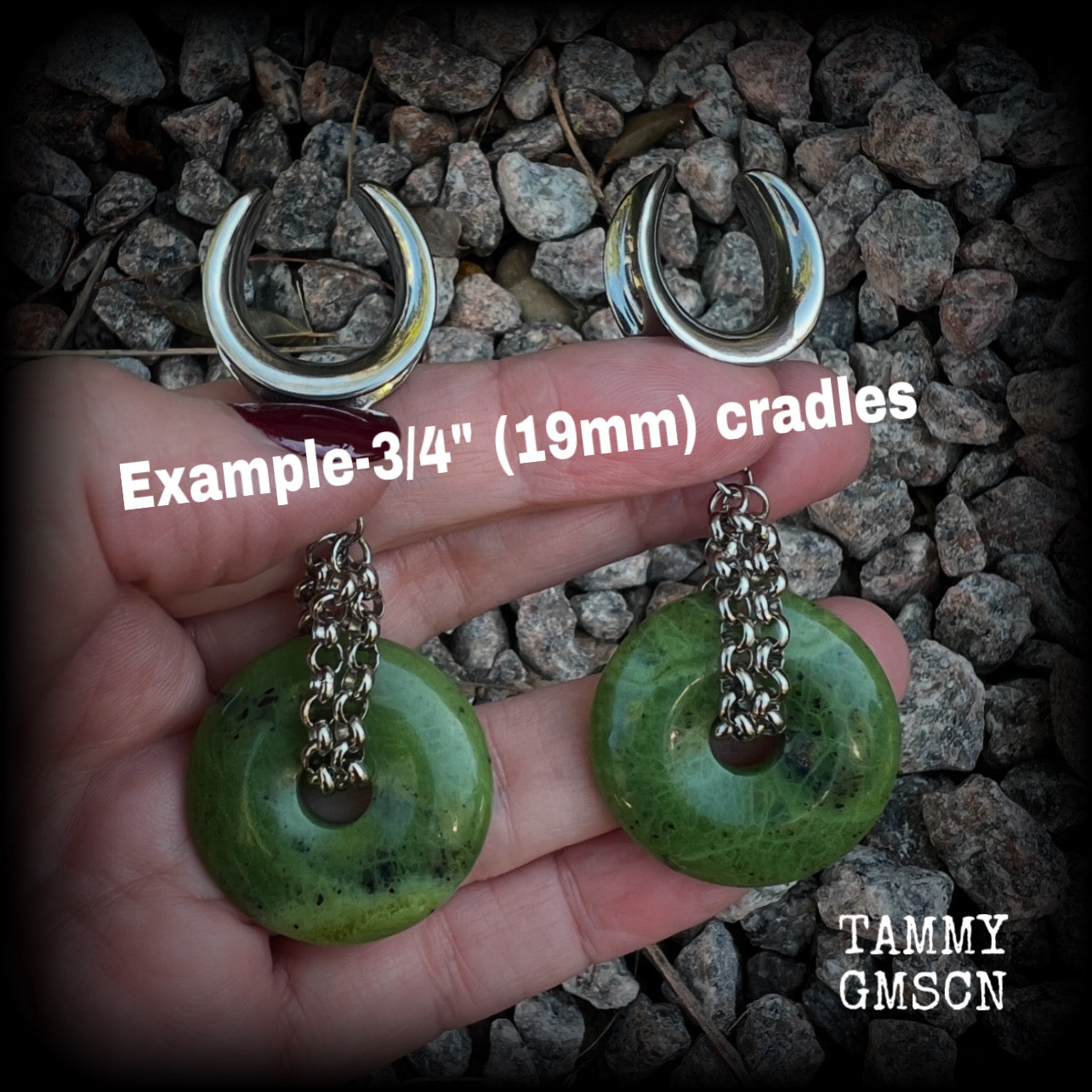 Olive jasper gauged earrings-Gemstone gauges