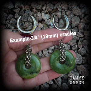 Olive jasper gauged earrings-Gemstone gauges