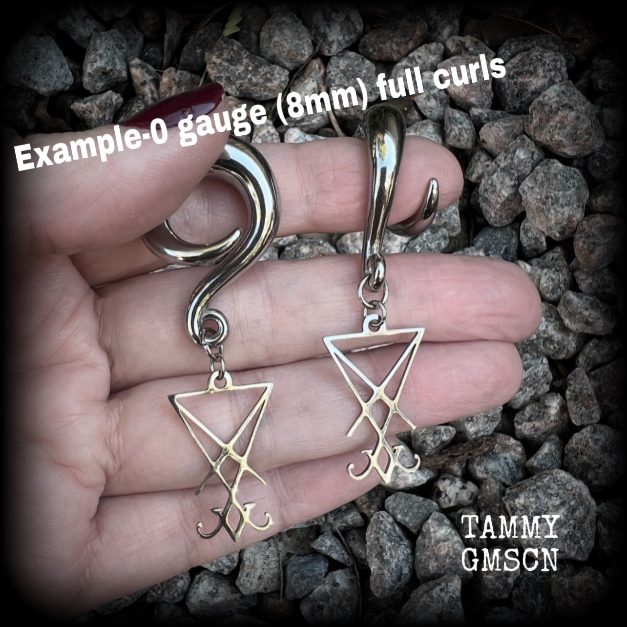 Sigil of Lucifer gauged earrings-Occult body jewelry