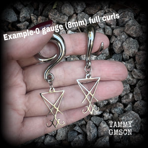 Sigil of Lucifer gauged earrings-Occult body jewelry