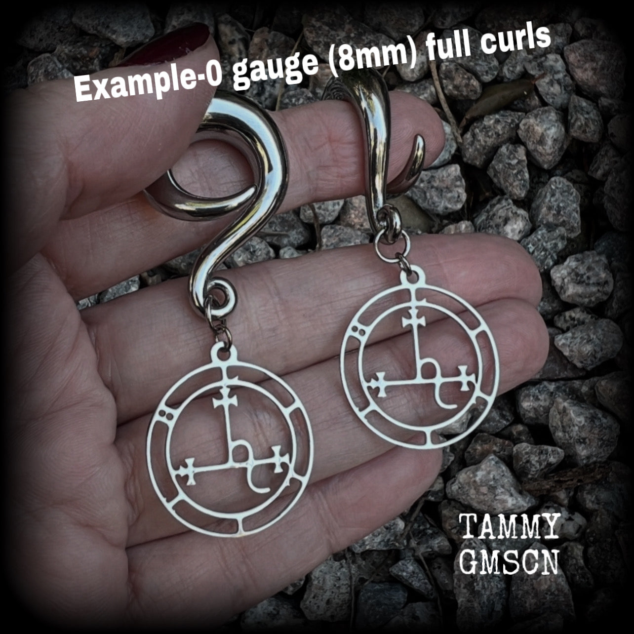 Sigil of Lilith gauged earrings-Occult ear gauges