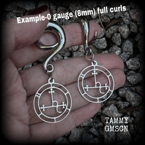 Sigil of Lilith gauged earrings-Occult ear gauges