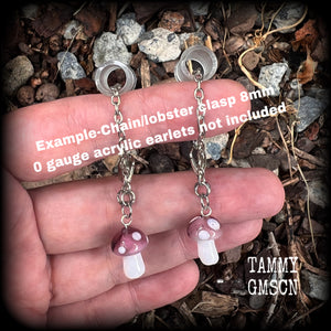 Purple mushroom earrings-Mushrooms tunnel dangles