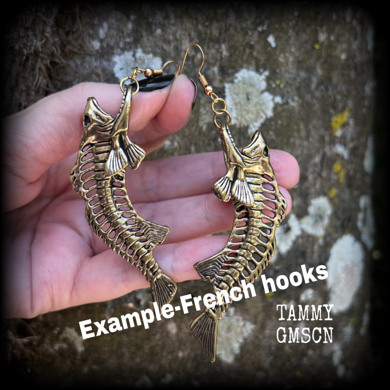 Barracuda skeleton earrings-Fish skeleton ear hangers