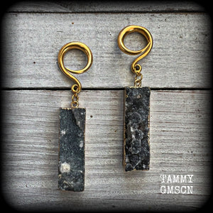 These gorgeous rustic stardust druzy and antique gold earrings measure just over 7cms from tip to tip, and weighing approx 14 grams each.

This pair have been made on 6 gauge (4mm) surgical steel full curl hooks, to be worn in stretched lobes.