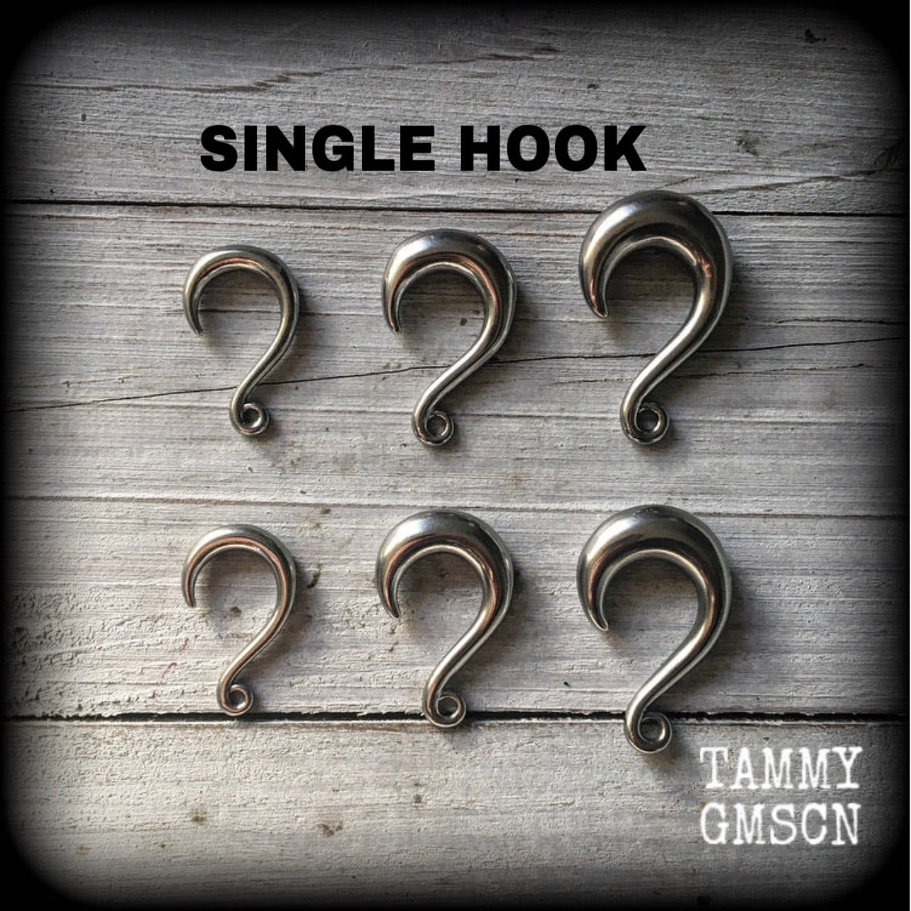 SINGLE-DIY half curl hook for stretched lobes-Silver