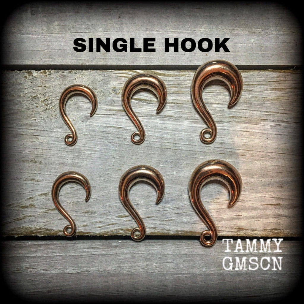 SINGLE-DIY half curl hook for stretched lobes-Rose gold