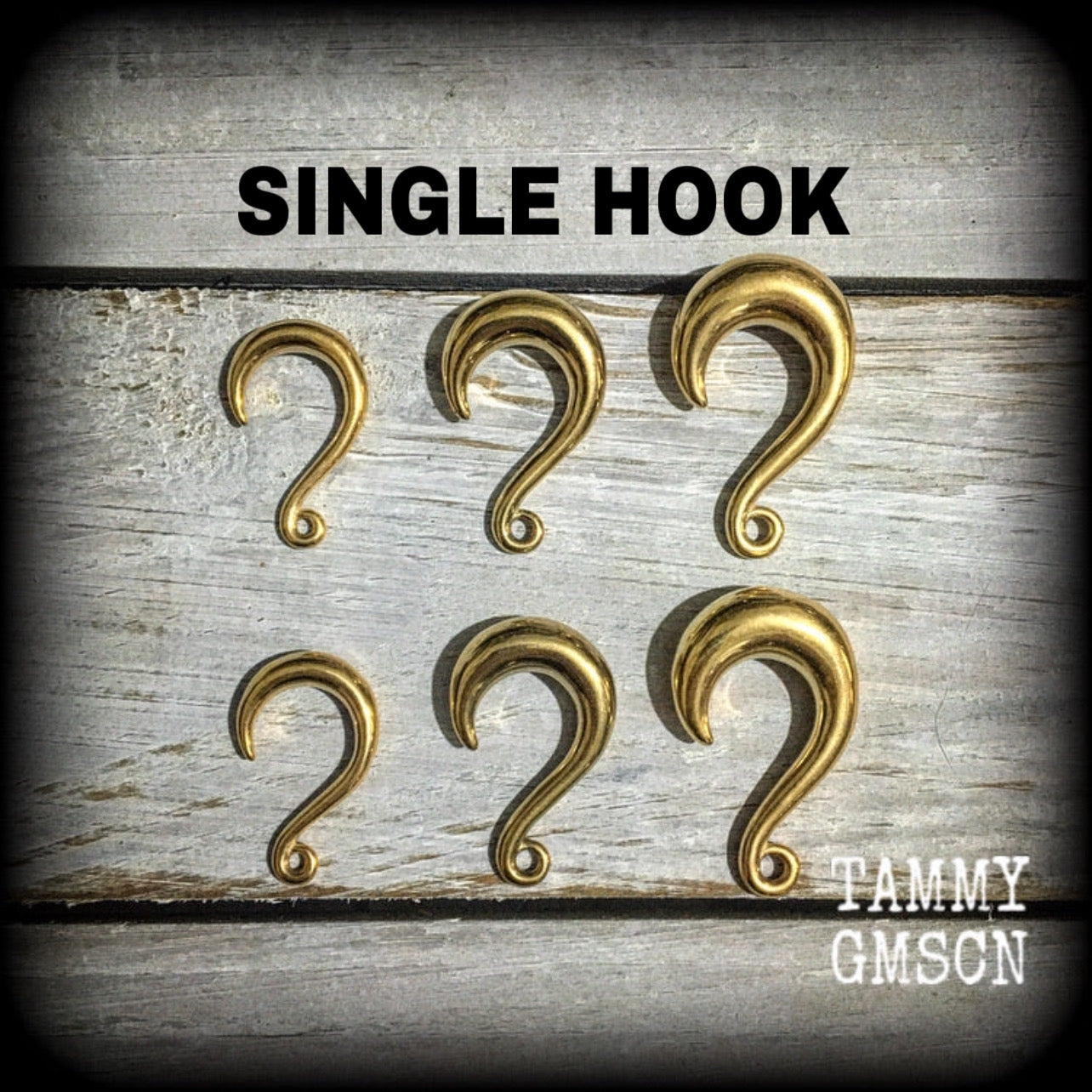 SINGLE-DIY half curl hook for stretched lobes-Gold
